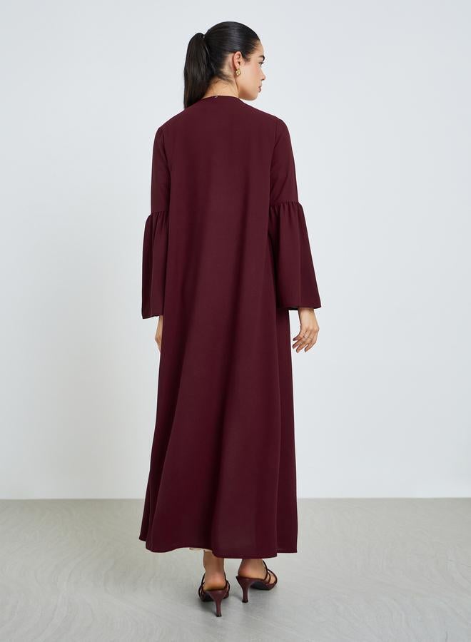 ستايلي عباية طويلة سادة مفتوحة من الامام بأكمام واسعة - Image 4
